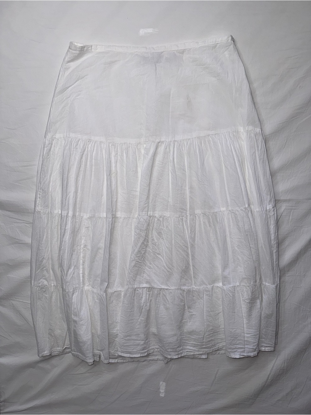 New Direction - White Tiered Boho Midi Skirt 100% Cotton - Picture 2 of 10
